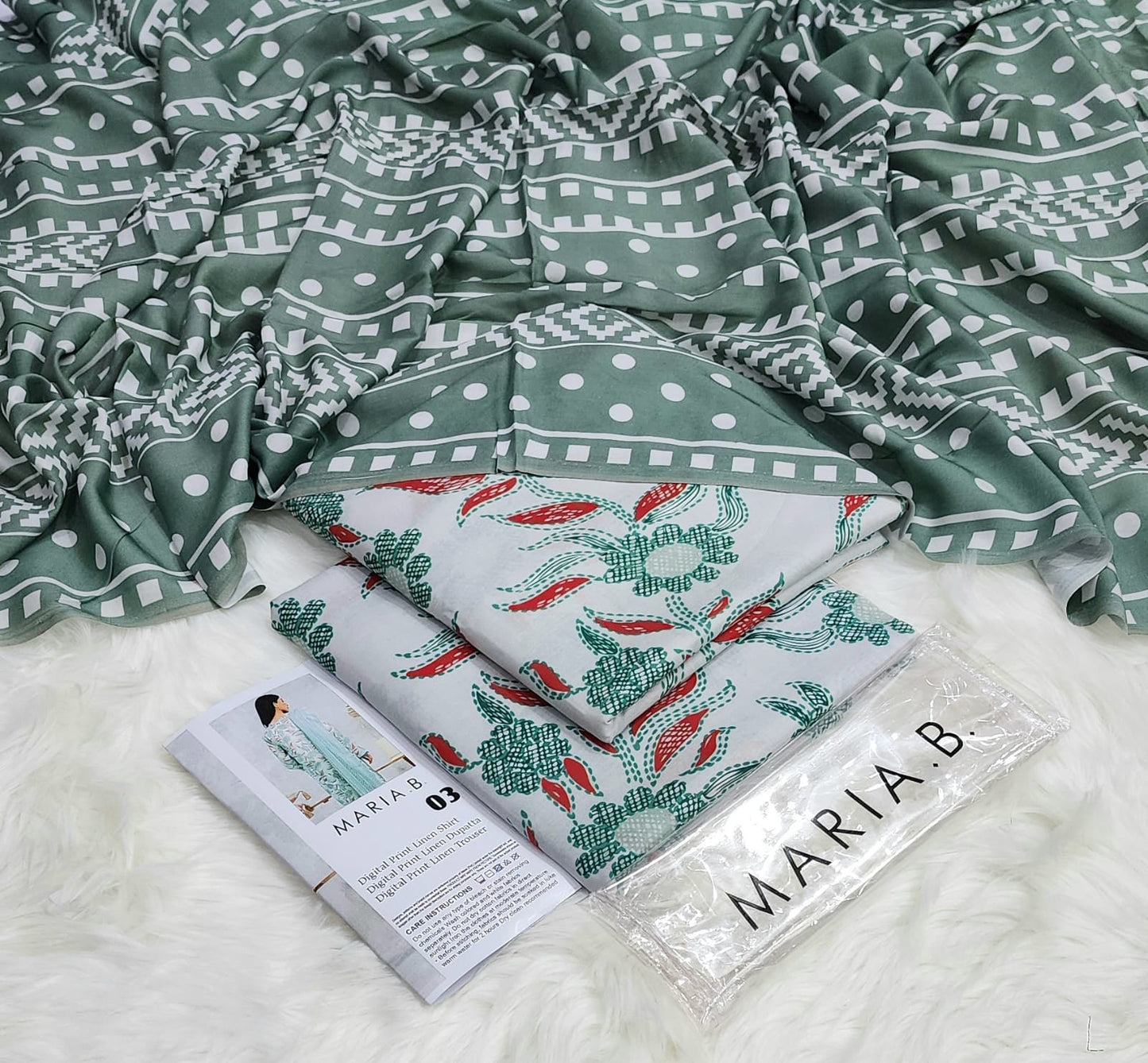 MARIA.B  LINEN with LINEN Dupatta